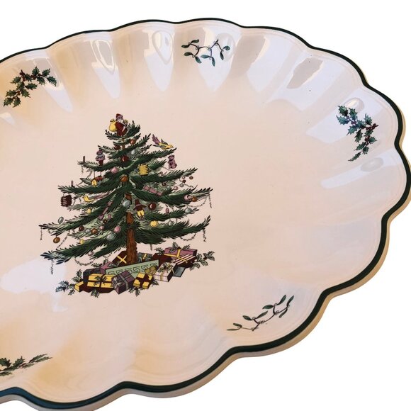 Spode Christmas Tree Oval Fluted Platter Dish Large New - Picture 11 of 13